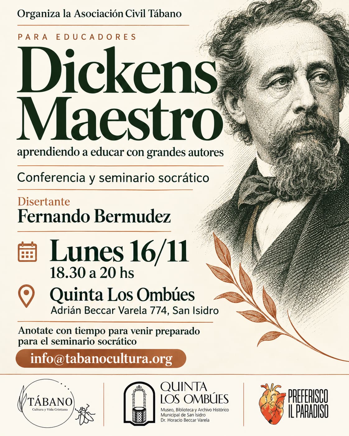 Flyer Dickens Maestro - Seminario socrático para educadores